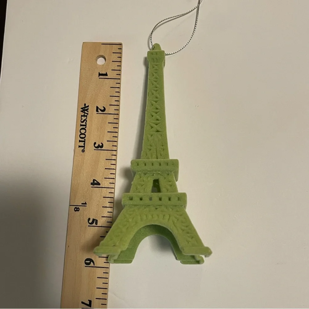Eiffel Tower Christmas Ornament Green Velvet Set Of Two NWT World Market